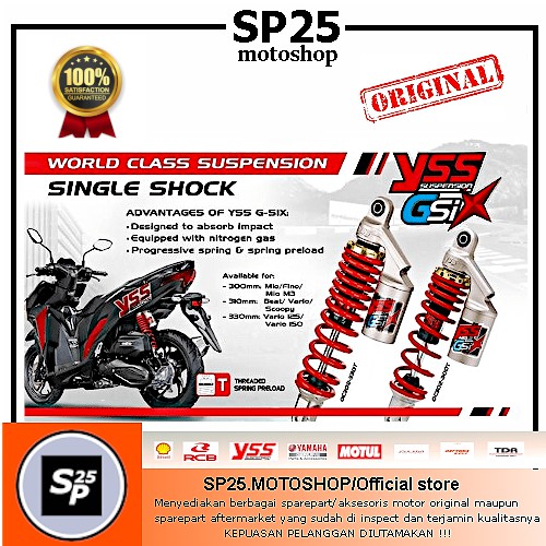 SHOCK TABUNG BEAT KARBU SHOCK TABUNG MATIC YSS - Vario 150 & Vario 150 2018 Gza Series 330mm