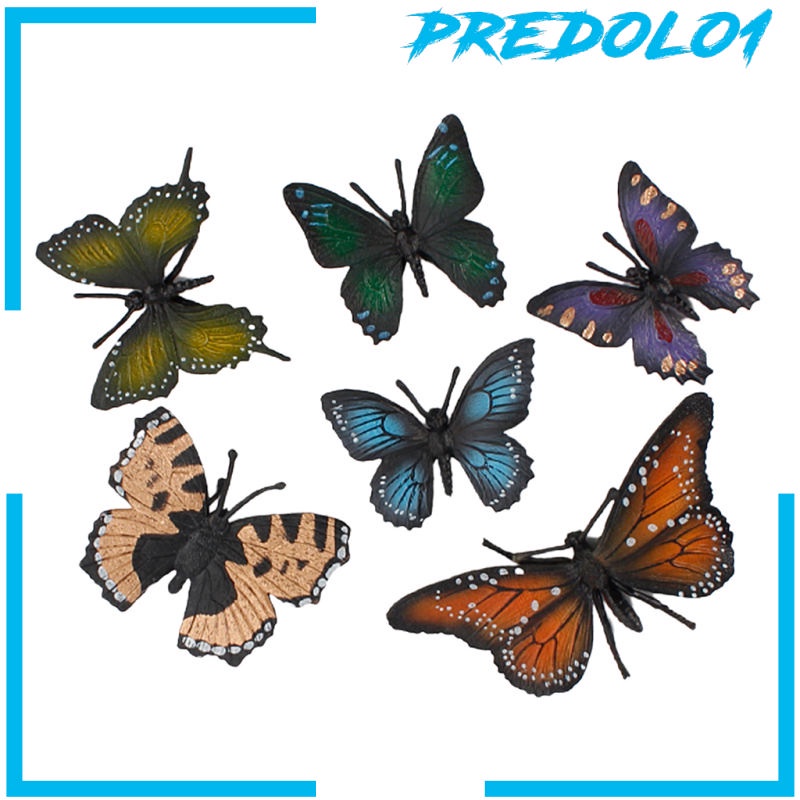 (Predolo1) 6pcs / Set Mainan Kupu-Kupu Bahan Pvc Untuk Anak Butterfly