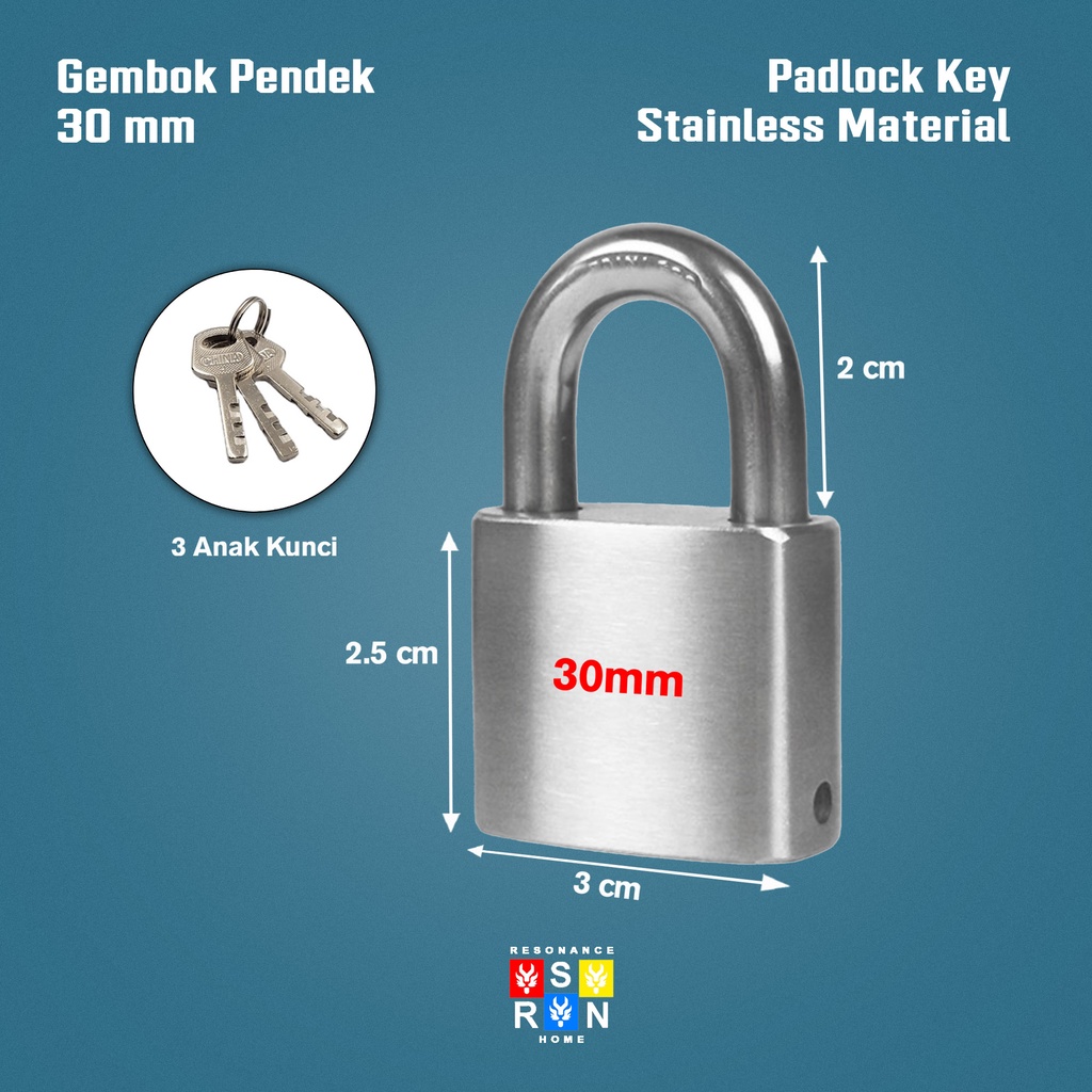 Kunci Gembok Rumah 30 M / Leher Pendek Resonance Home
