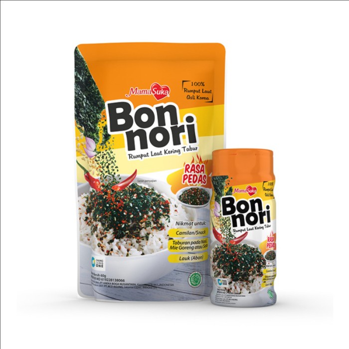 

ABON- BON NORI PEDAS MAMASUKA NORI RUMPUT LAUT TABUR HALAL 30GR & 60 GR - BOTOL 30 GRAM -MAKANAN-