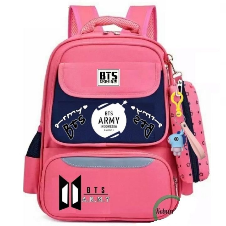 BDKR_TAS - Tas Ransel Kpop BeTeEs Tas Sekolah Anak Perempuan Bonus Gift Gantungan dan My bottle Tas Ransel Anak Krakter / Tas Ransel Anak Laki-Laki / Tas Ransel Anak Sekolah TK SD SMP / Tas Ransel Anak Korea / Tas Ransel Anak Tr