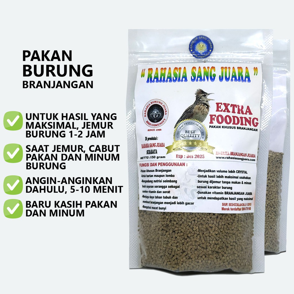 EXTRA FOODING PAKAN BURUNG BRANJANGAN GACOR VOER BRANJANGAN PROTEIN TINGGI