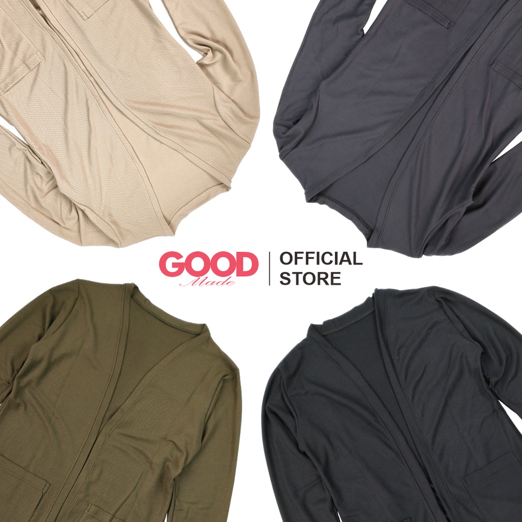 GOOD MADE - Long Cardigan Panjang | Cardigan Lacost Wanita | Muslimah Kardigan | Outer Polos | Atasan Wanita | COD