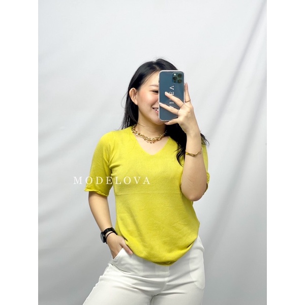 MDLV ~ 8A45-1# Helenka Knit Top Atasan Blouse Basic Rajut Polos Baju Rajut Polos KOrea Best Seller Fashion Import