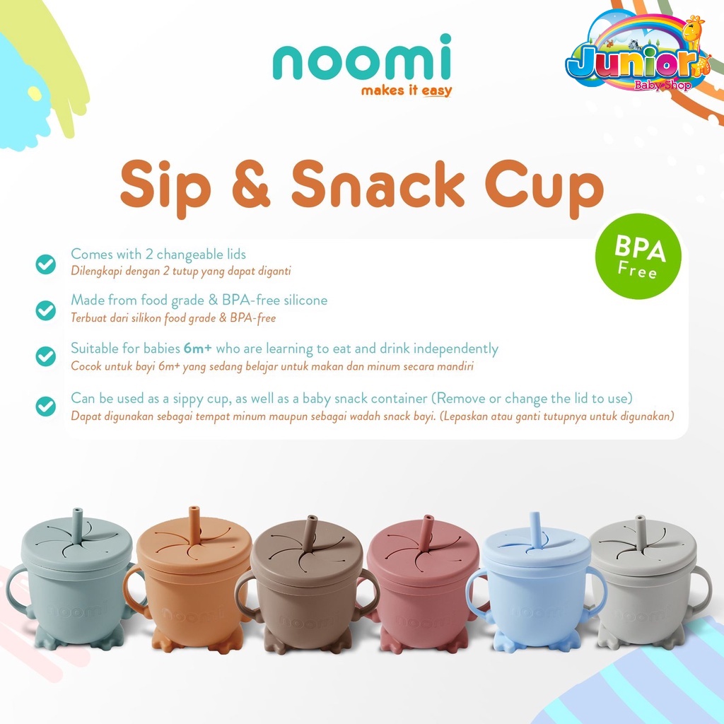 Noomi Silicone Sip And Snack Cup - Botol Minum Silicone Anak