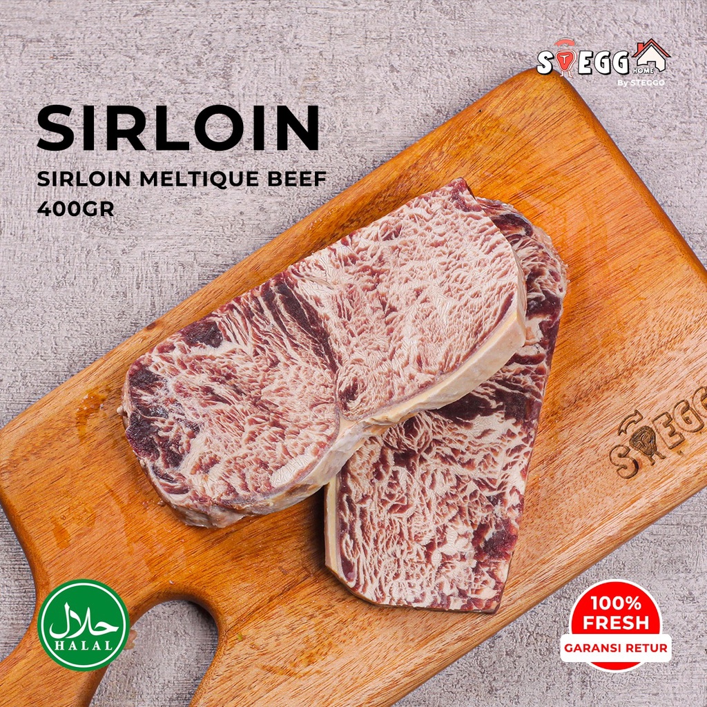 

Sirloin Beef Steak Premium 400 Gr meltique/ Daging Steak Sapi Sirloin Halal by Steggo