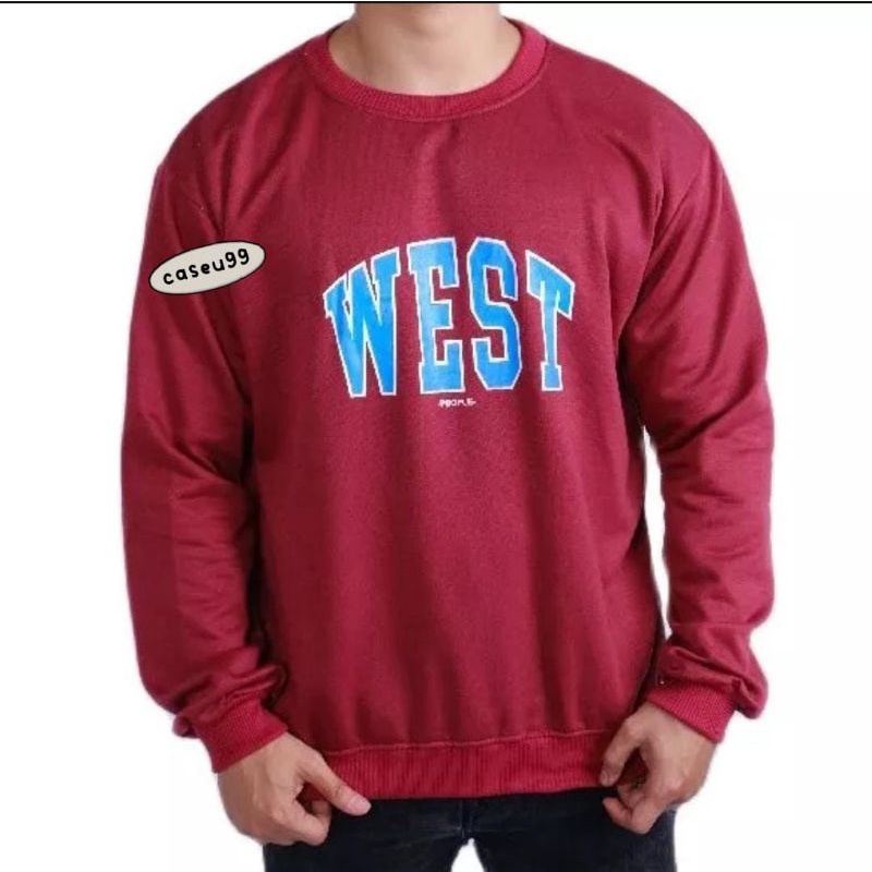 sweater north navy west maroon Harajuku// crewneck sweetshirt wanita pria perempuan laki cewe cowo unisex bahan fleece// sweater distro viral// Women Man Sweatshirts Loose Oversize Pullover