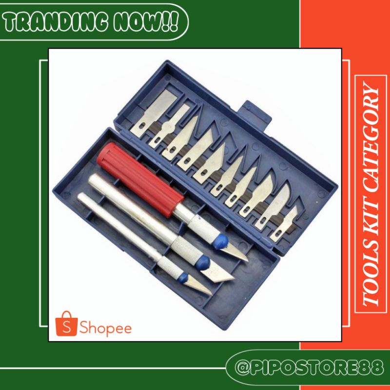 

Alat Ukir Set Pisau Ukir Seni 13 in 1 Crafting Art Knife with 3 Handle