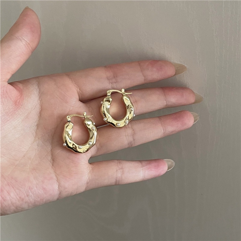 Anting Tusuk Gantung Desain Geometri Enamel Hias Mutiara Ungu Gaya Retro Untuk Wanita