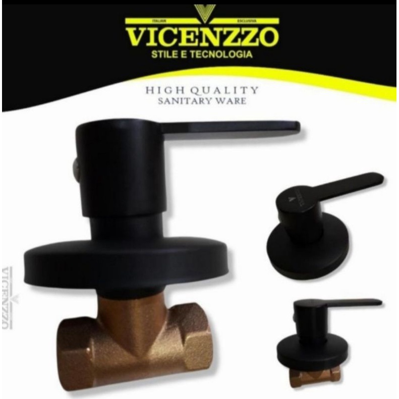 Stop Kran Tanam Hitam/Kran Wall Shower Tanam Kuningan