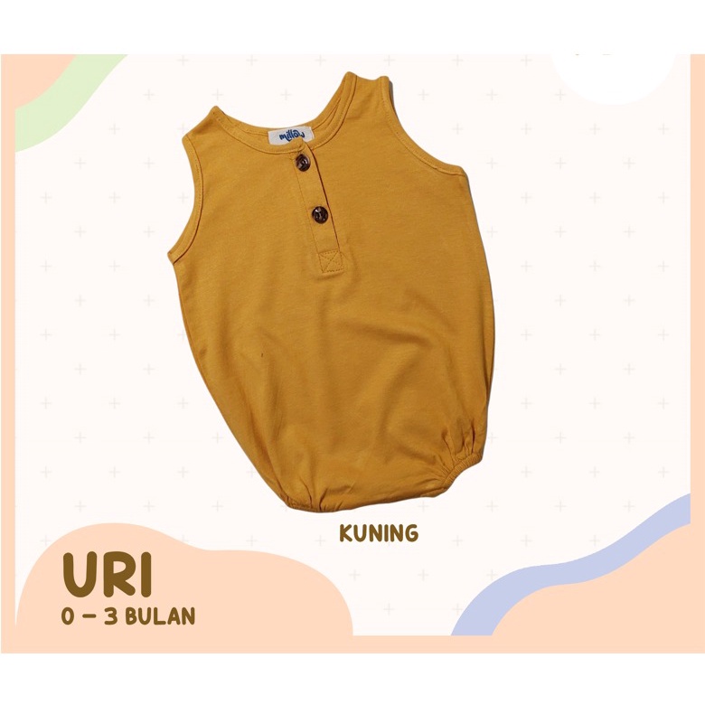 Uri Baby Basic Bodysuit Jumper Romper Bayi 0 3 Bulan Tanpa Lengan Bahan Cotton Premium