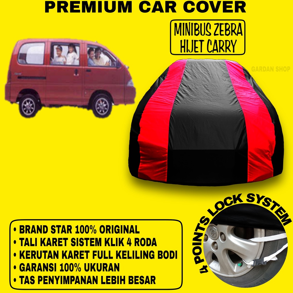 Body Cover MINIBUS ZEBRA HIJET CARRY Sarung Strip MERAH Penutup Pelindung Bodi Mobil Minibus Zebra Hijet Carry PREMIUM