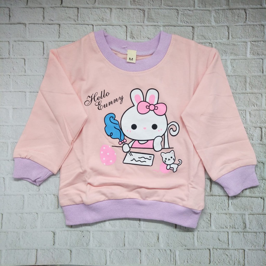 Sweater / Baju anak perempuan lucu murah usia 1-4thn 100% import gambar HELLO BUNNY