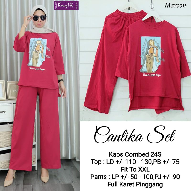 Cantika Set// Setelan kaos wanita dewasa kekinian