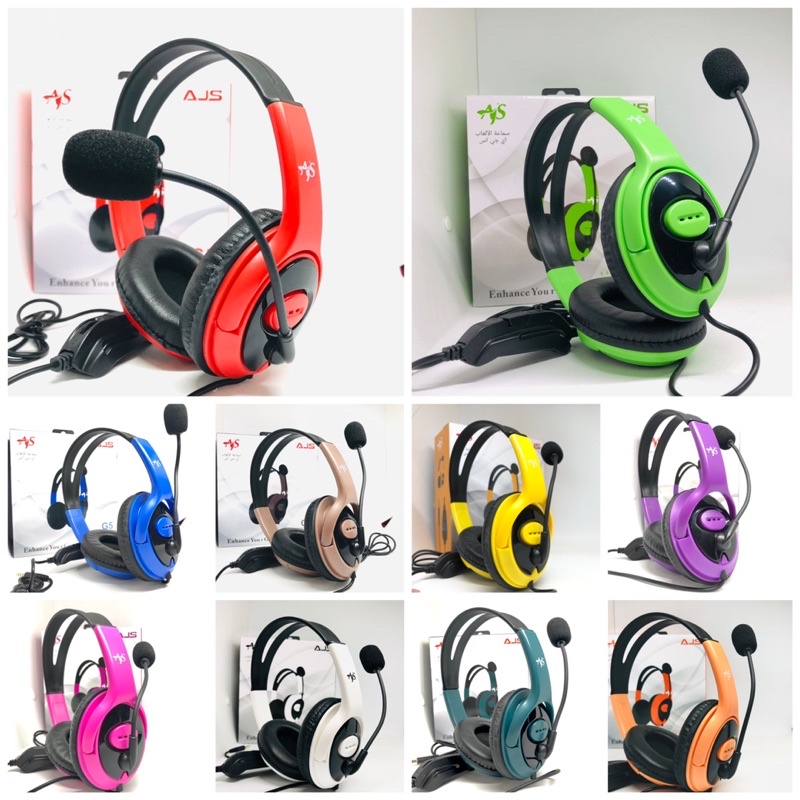 GROSIR HEADPHONE BANDO GAMING AJS SERIES G5 EXTRA BASS BIG HEADSET PUBG MOBA AOD COC