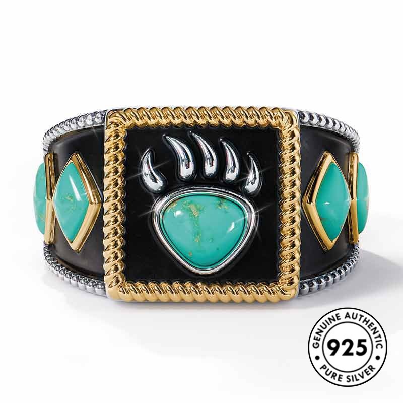 Cincin Bahan S925 Silver Turquoise Gaya Thailand Untuk Pria