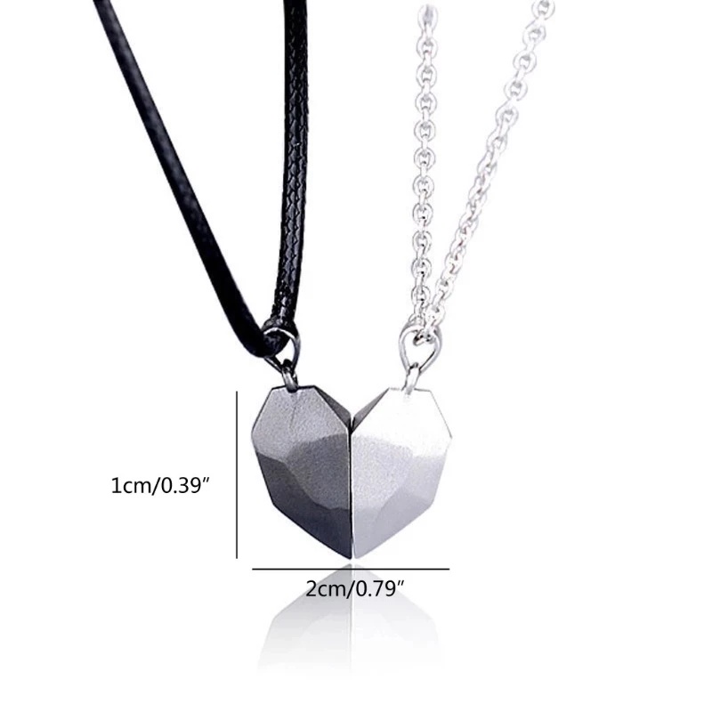 2Pcs Magnetic Couple Lovers Heart Pendant Necklace