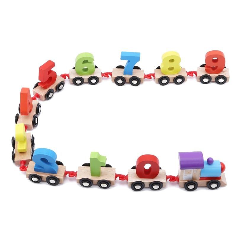 Wodden Train 123 Number Mainan Balita Wooden Toys Mainan Kayu Mainan kereta Anak Puzzle Kayu