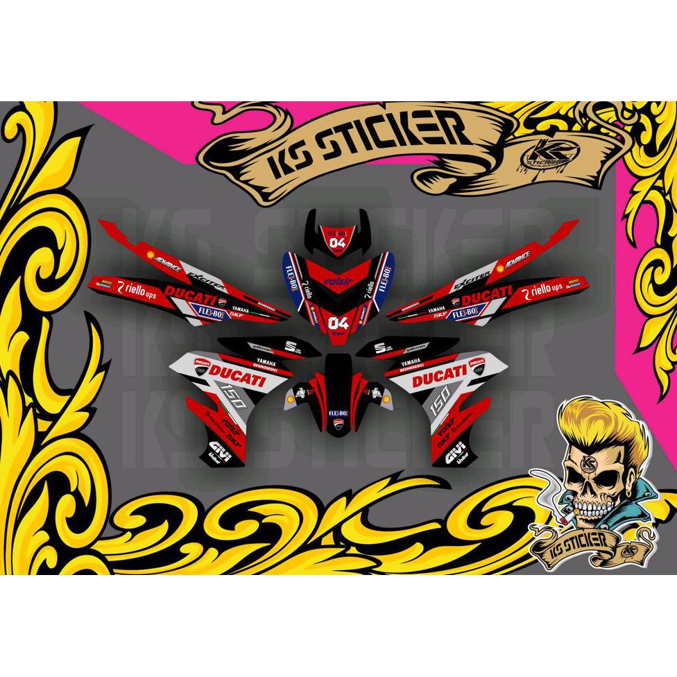 Printing Stiker Decal Jupiter Mx King Ducati Black Red