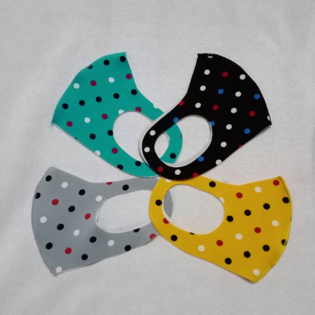 MASKER KAIN SCUBA MOTIF POLKADOT 2 BAHAN PREMIUM KUALITAS BAGUS