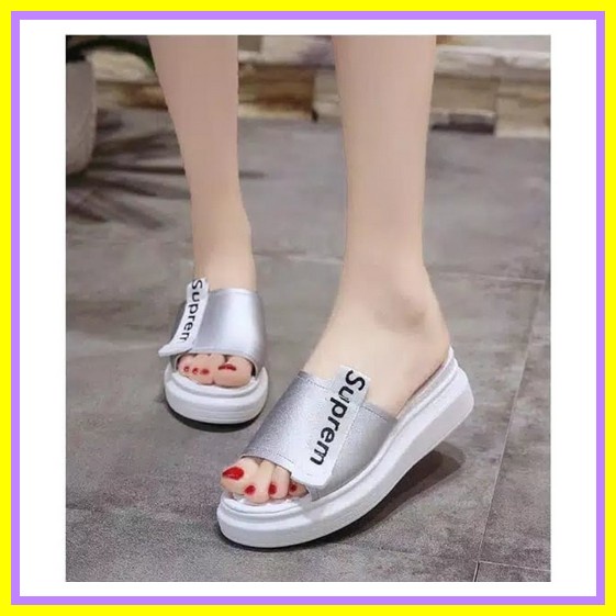 Wedges Import Hak Tinggi Kekinian Empuk Casual Murah Sandal Selop Sepatu Wedges Selop Kerja Wanita H