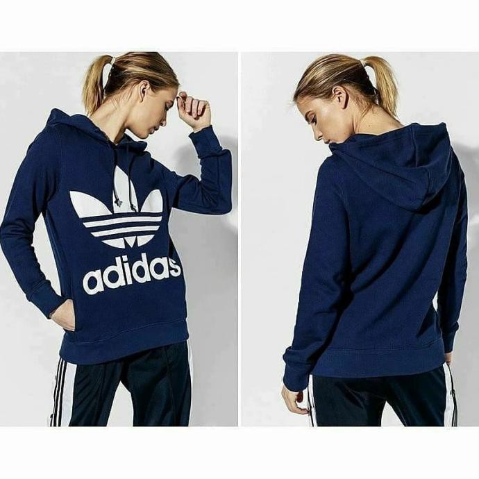 Produk Terbaru Adidas Trefoil Hoodie Navy Women Original