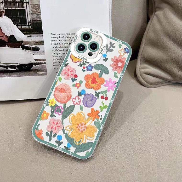 Soft Case Silikon Transparan Motif Bunga Untuk iPhone 11 12 13 Pro Max X XR Xs Max 6 6S 8 7Plus