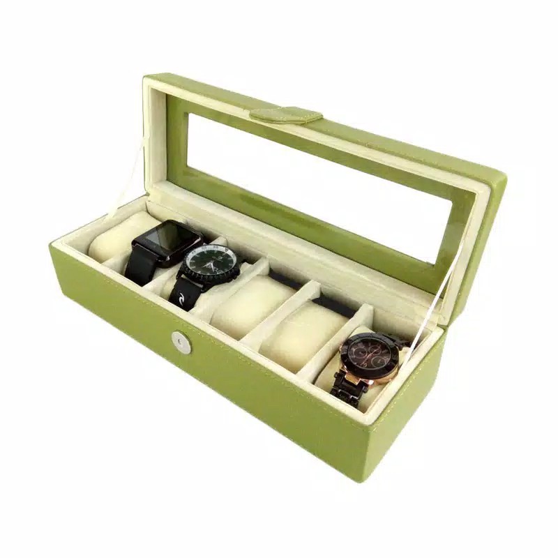 LARGE SIZE - Kotak Jam Tangan isi 5 JUMBO BLACK FULL / Tempat Jam Tangan / Box Jam Tangan Murah