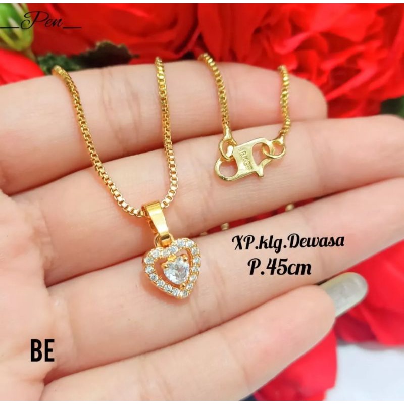 promo kalung italy liontin love full permata sangat cantik