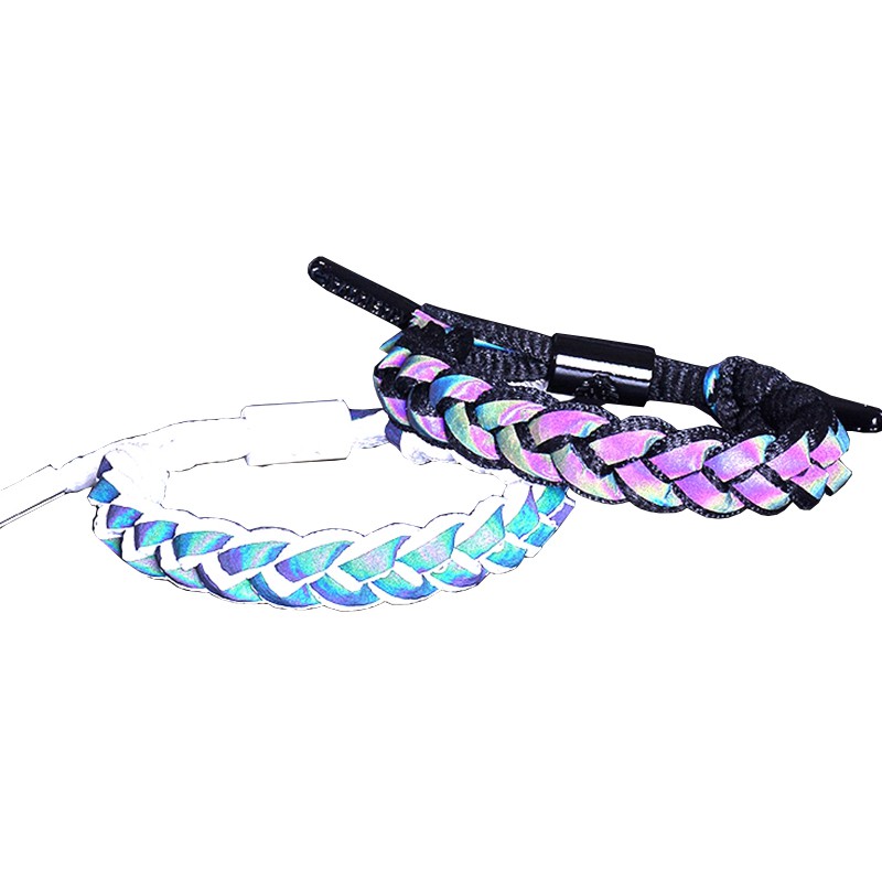 Limited Couple Small Lion Bracelet Holographic Reflective Woven Bracelet