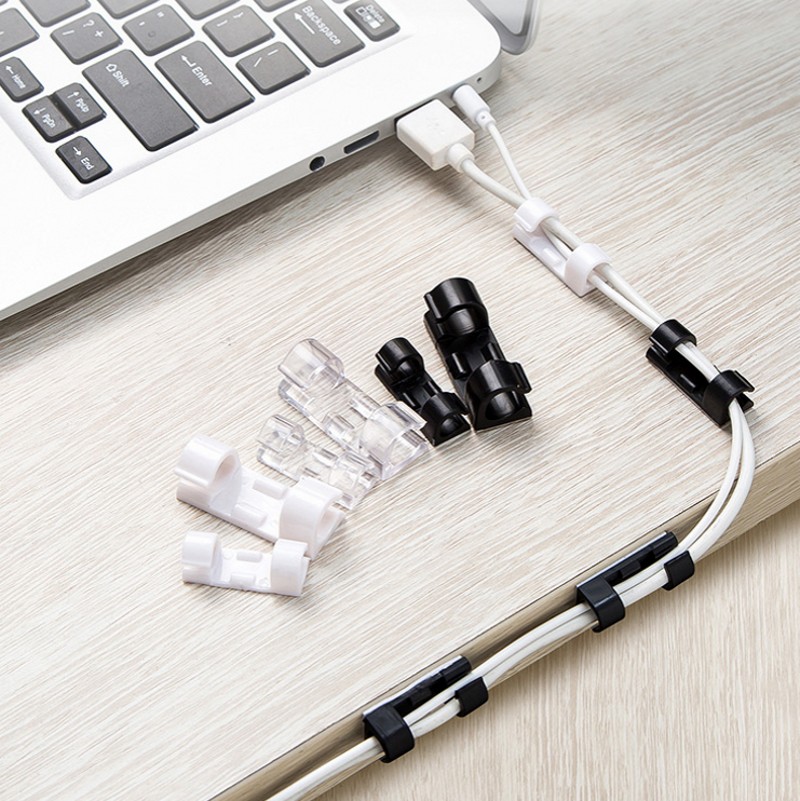 16pcs Klip Holder Kabel Telepon / Earphone Dengan Perekat Untuk Kantor / Rumah