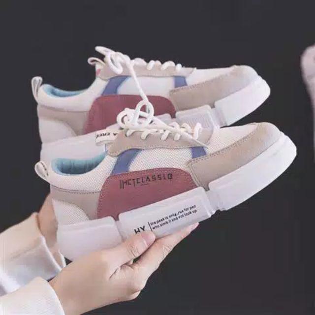 Sp_02 sepatu sneakers wanita import murah ulzzang-Putih salem
