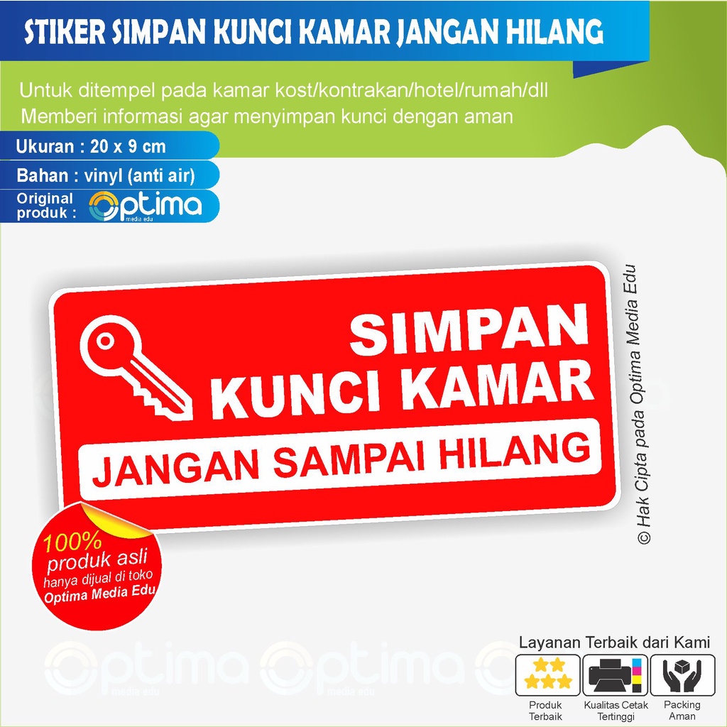 

STIKER tulisan Simpan Kunci Kamar Jangan Sampai Hilang