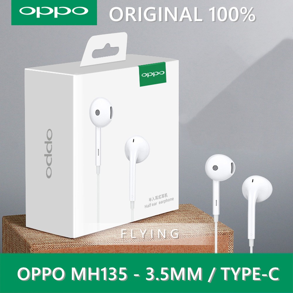 Oppo Headset MH135 Type-c / 3.5MM Original 100% Earphone Stereo Bass