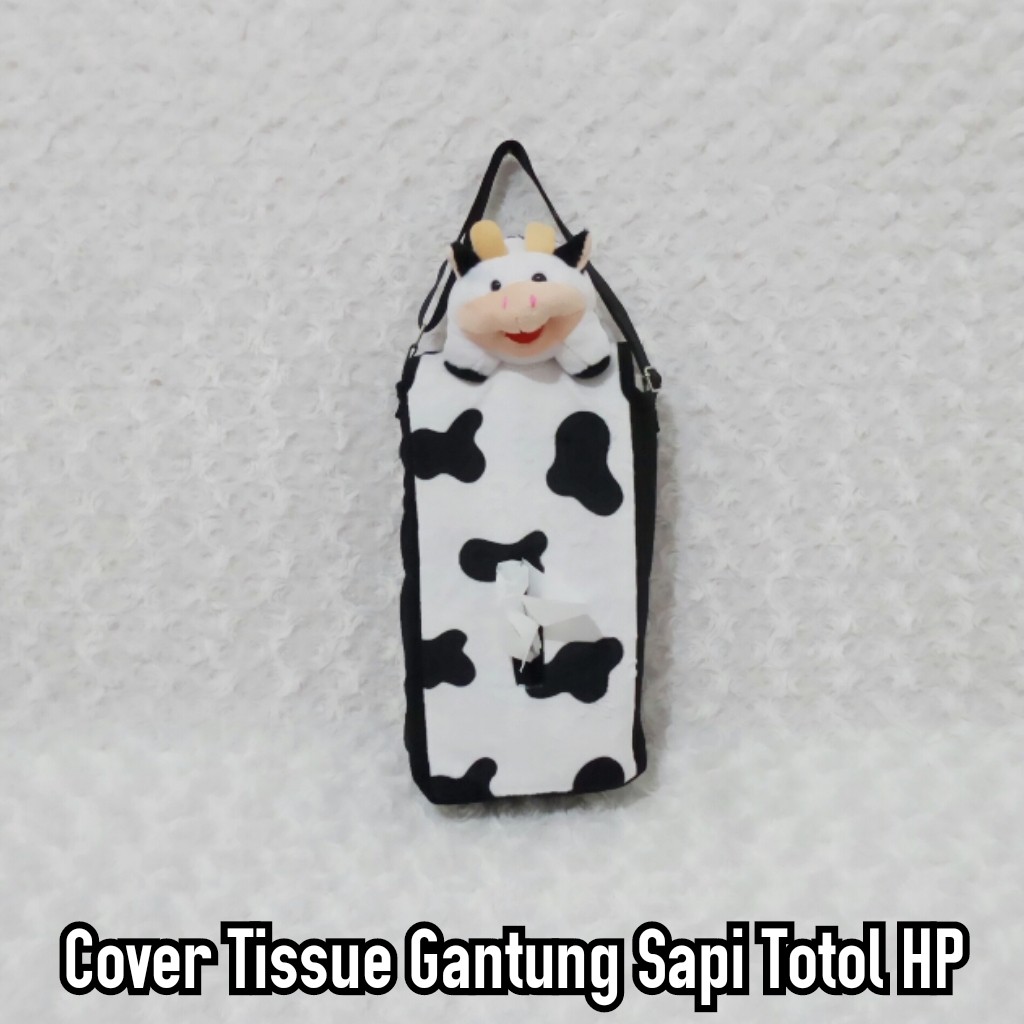 Cover Tisu - Tempat Tisu Gantung - Tas Gantung Sapi totol hitam - putih