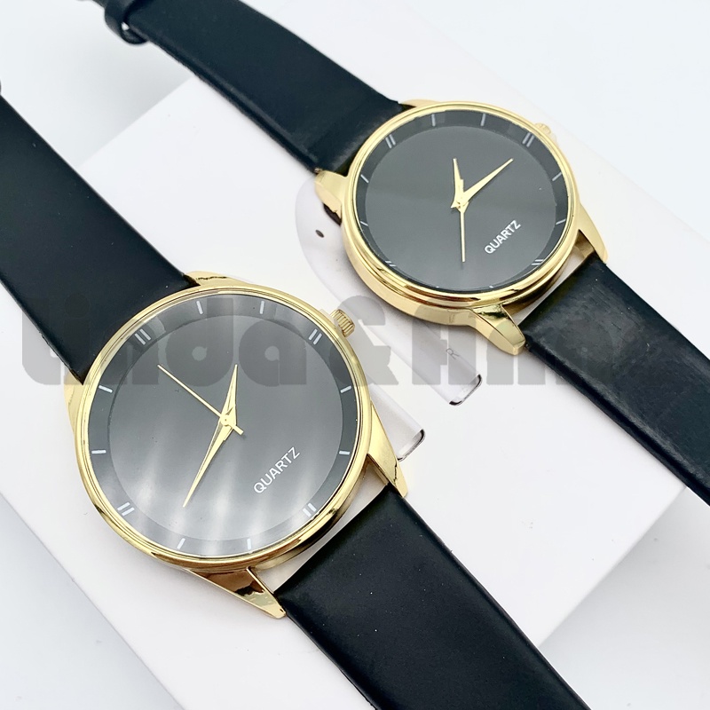 Jam Tangan Romawi Pria Dan Wanita Casual Analog Quartz Strap Pu Hitam Import