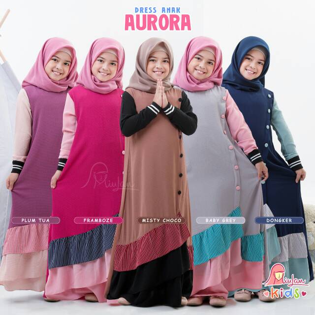 AURORA Dress Muslim Anak | MiuLan Kids | Baju Pakaian Gamis Muslim Anak Wanita Perempuan