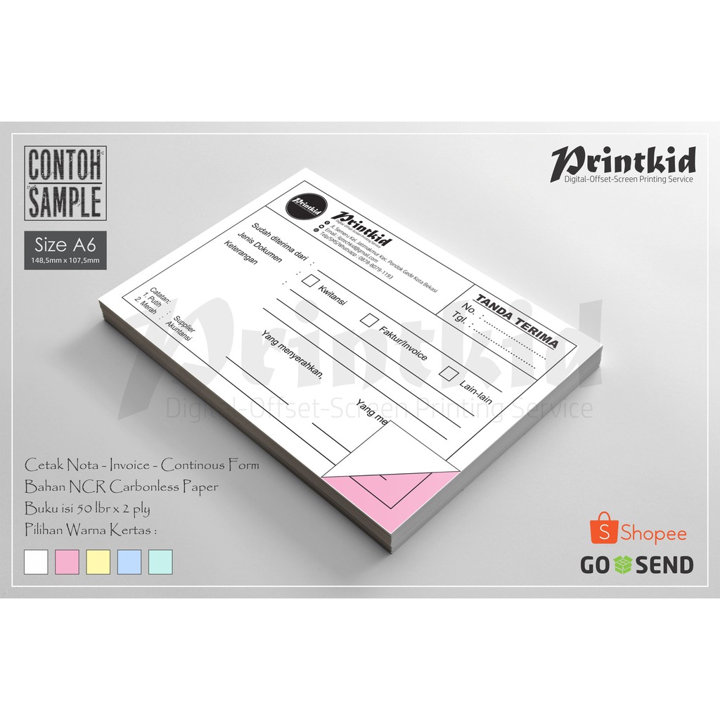 Cetak Notakwitansi Ukuran A6 2 Ply