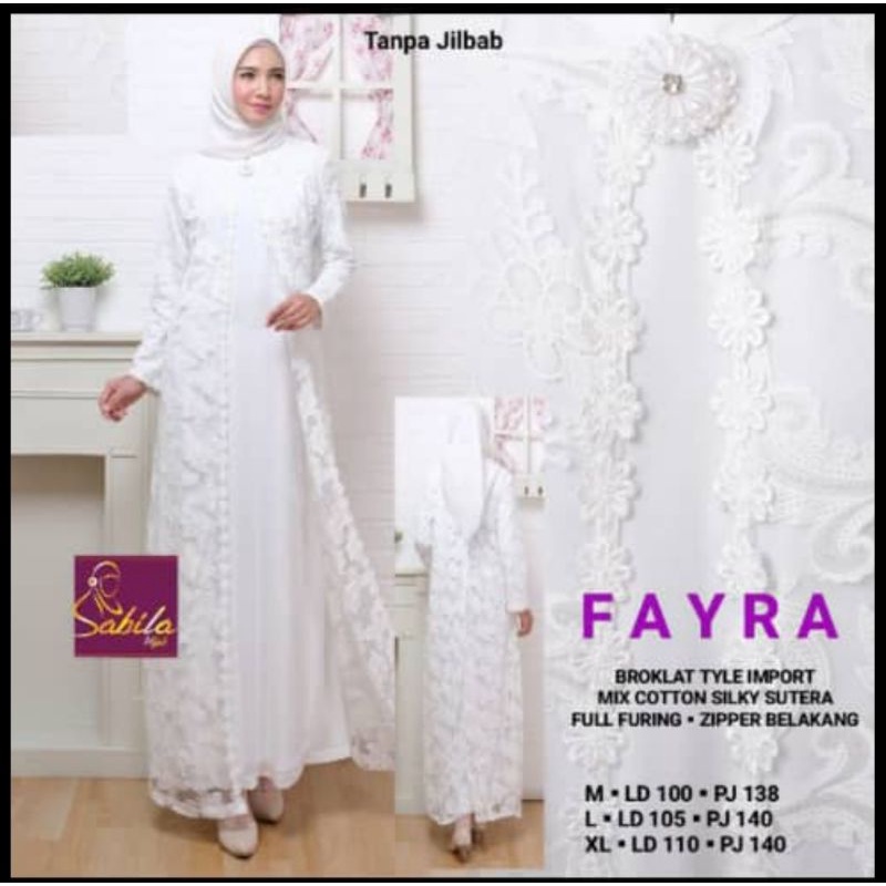 Fayra Brukat Tile Gamis Dress Putih