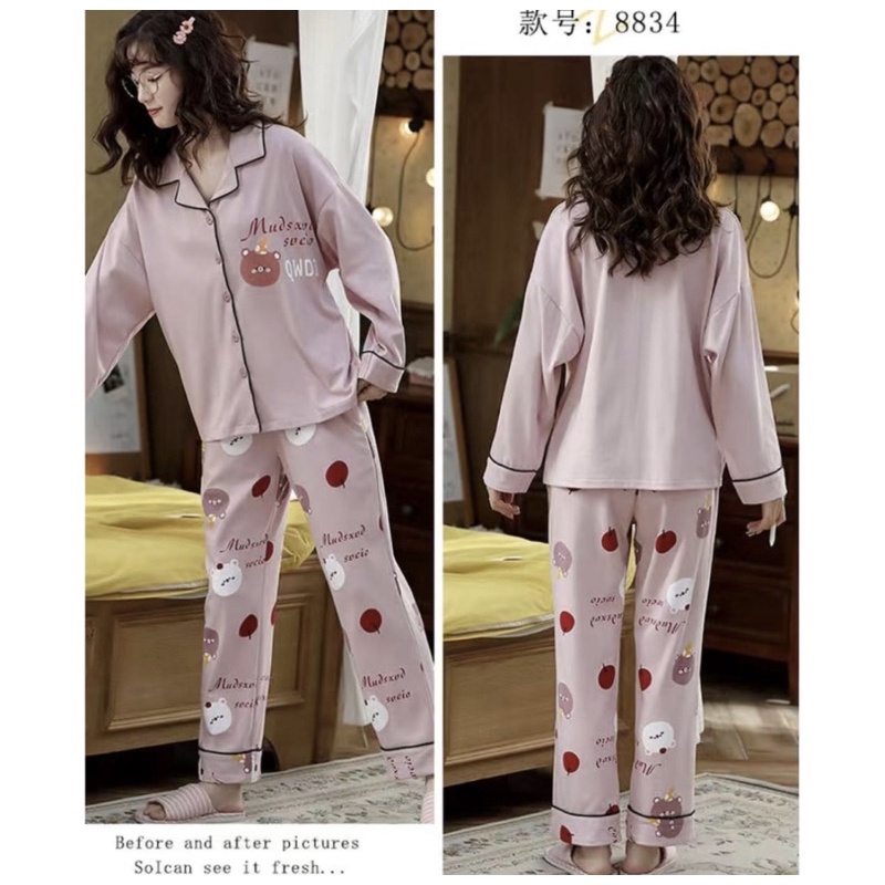 PIYAMA WANITA SYARIH KATUN IMPORT SETELAN CELANA PANJANG BIG SIZE 2XL MOTIF KANCING KRAH BEST SELLER PREMIUM