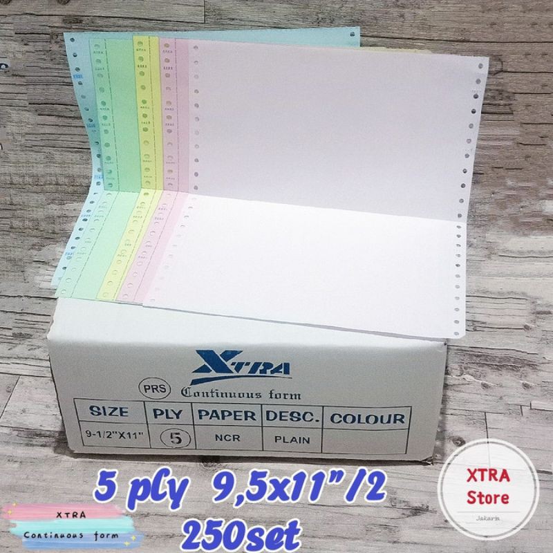 

Kertas Continuous form 5ply 250set 9,5x11" dibagi 2