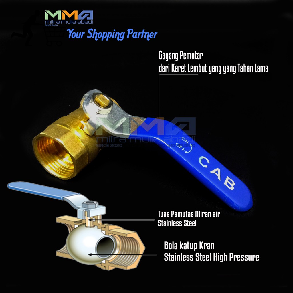 Ball Valve Kuningan ukuran 3/4 inchi - stop Kran Keran