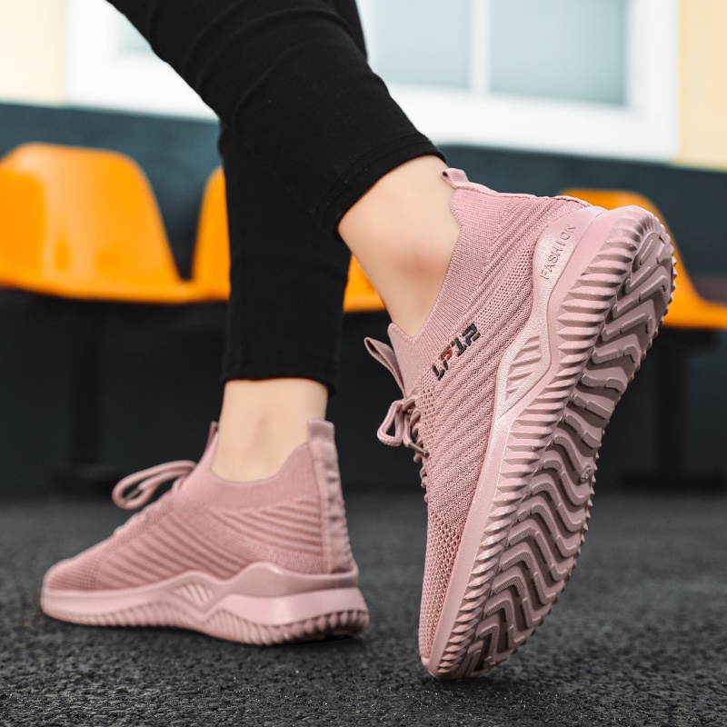 QINGSHUI Sepatu Kets Wanita Berkualitas Tinggi Sepatu Lari Wanita Yang Nyaman Wanita Sneakers Bernapas Sepatu Lari Wanita Kaus Kaki Sneakers Luar Sepatu Olahraga Wanita Slip-on Sepatu Flat Wanita Hiking Sepatu