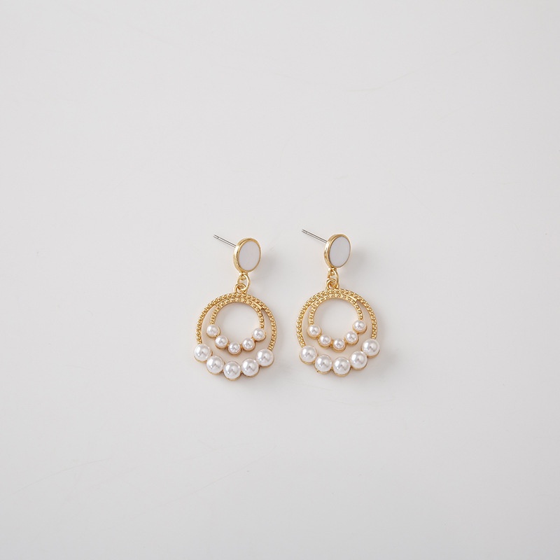 Anting Tusuk Gantung temperament Desain Cincin Hias Mutiara Gaya Koreasimpletrendy Untuk Wanita