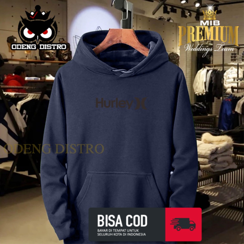 TIME STORE Hurley Black Jaket Sweater Basebal Varsity Distro Keren Kekinian Termurah Bandung Origina