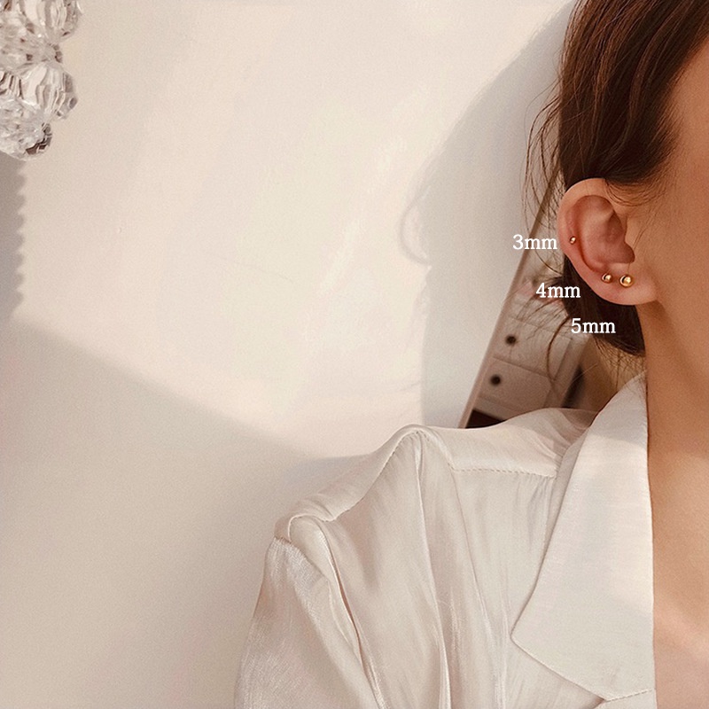 We Flower 6PCs S925 Silver Mini Ball Beaded Stud Earrings for Women Girls Chic Fashion Ear Jewelry Set