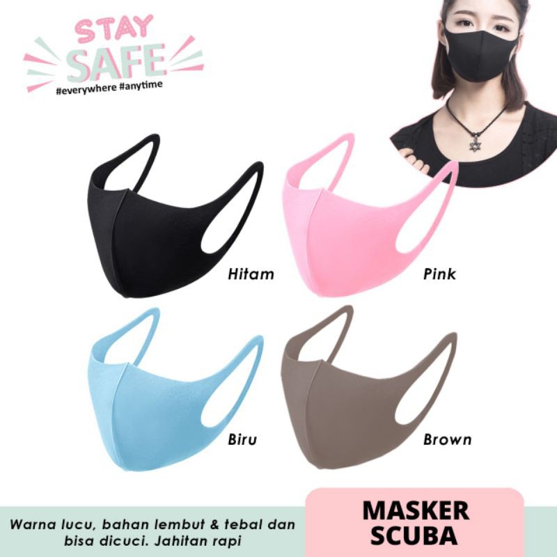 HOW.R.U | Masker Scuba Warna Motif Polos / Silk Face Mask ukuran Dewasa