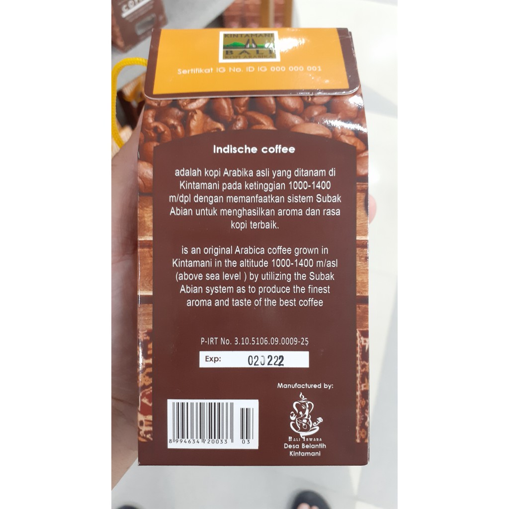 &quot;INDISCHE KOPI&quot; ARABICA KOPI PREMIUM ASLI KINTAMANI BALI 200gr