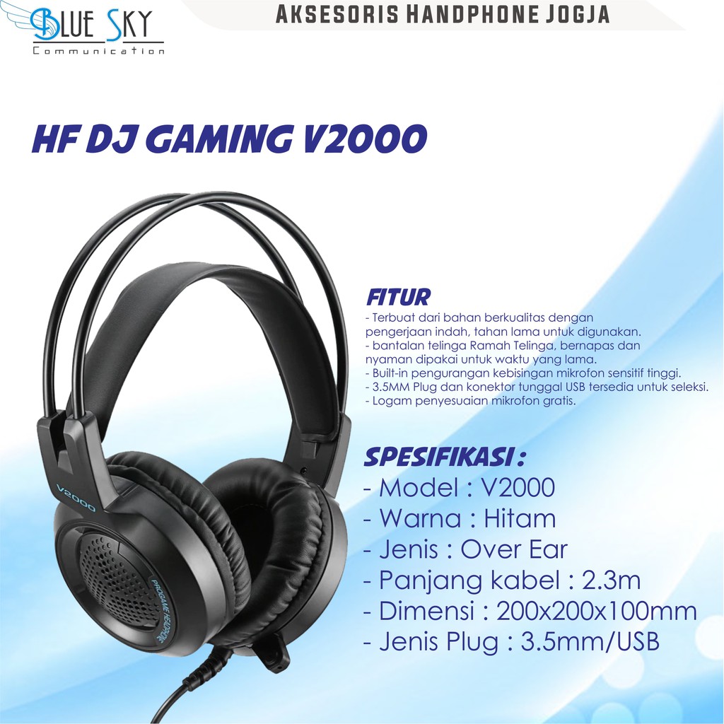 HEADSET HEADPHONE DJ GAMING V2000