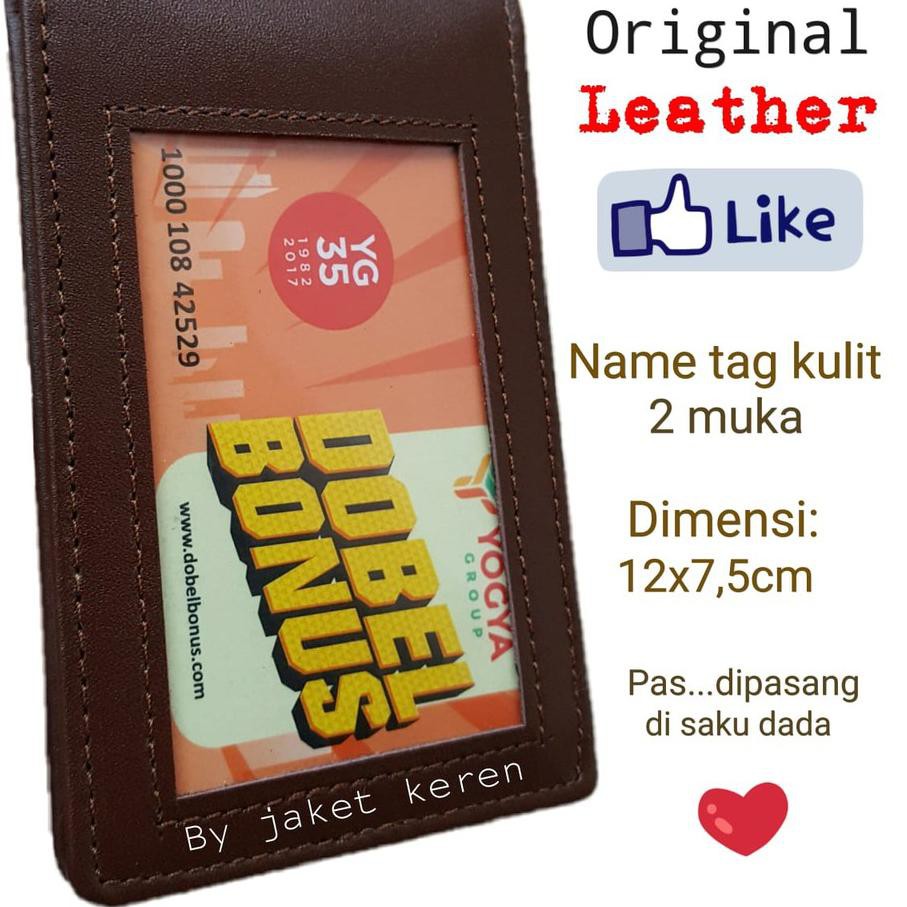 

WL7$0M Sale .Name tag kulit asli 2 muka nametag magnet id card holder koper kantor pegawai karyawan